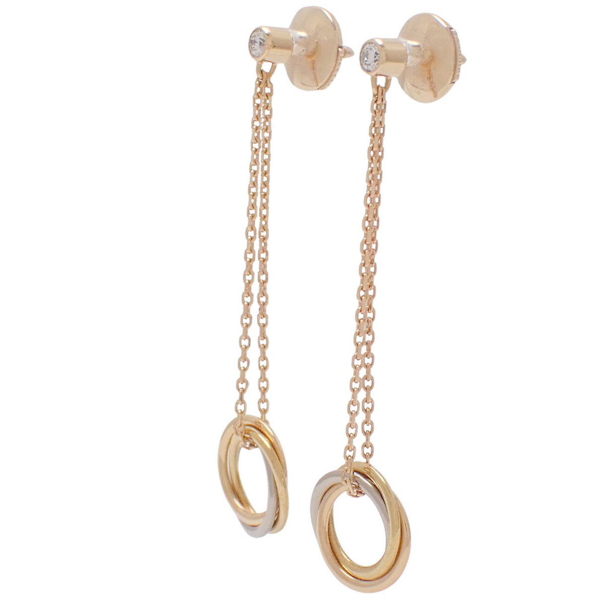 18K 黄金 (YG)、18K 粉金 (PG)、18K 白金 (WG) 钻石 Trinity 耳环