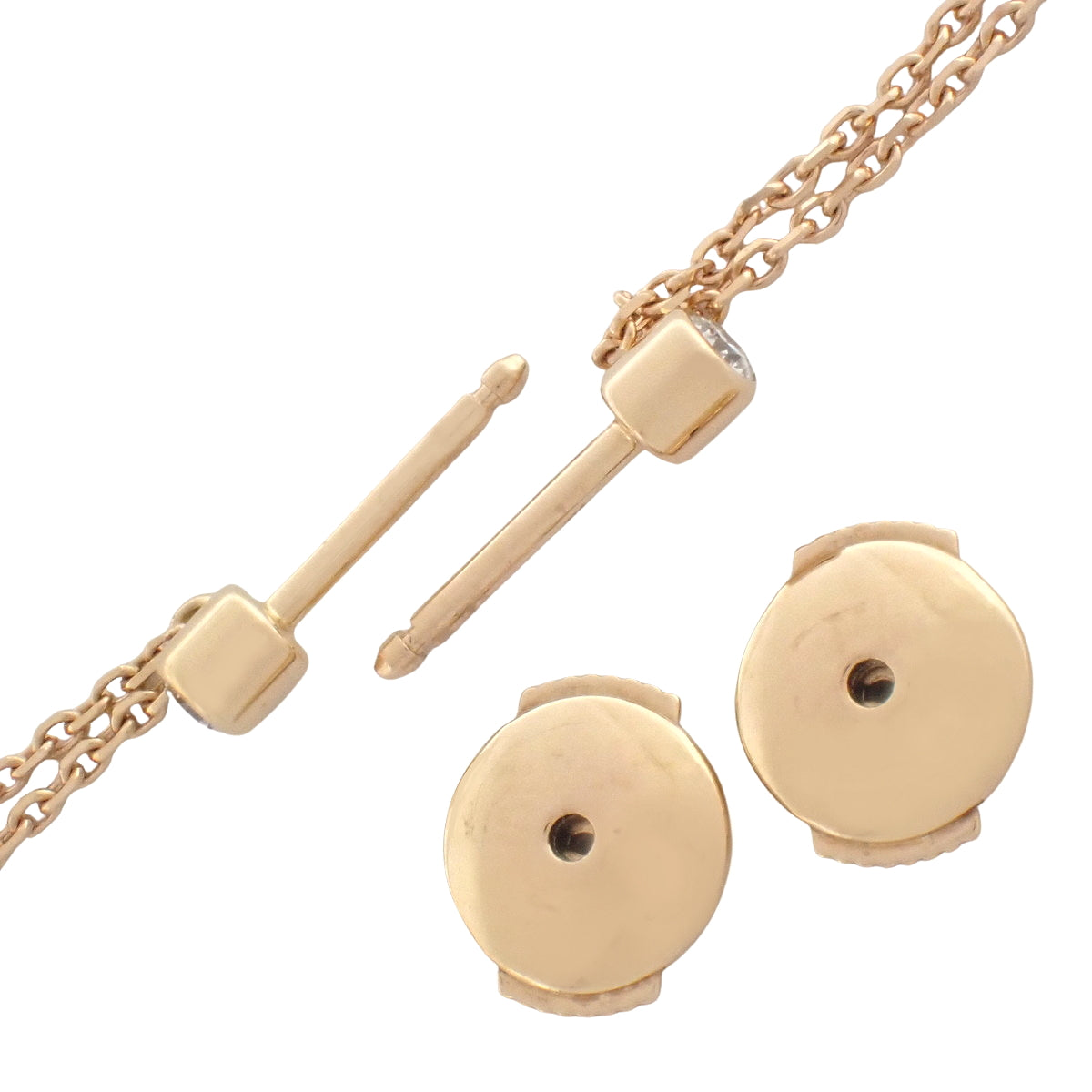 18K 黄金 (YG)、18K 粉金 (PG)、18K 白金 (WG) 钻石 Trinity 耳环