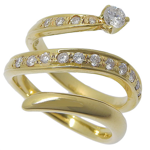 钻石戒指 D0.25,0.13 18K黄金 K18YG 饰品 珠宝