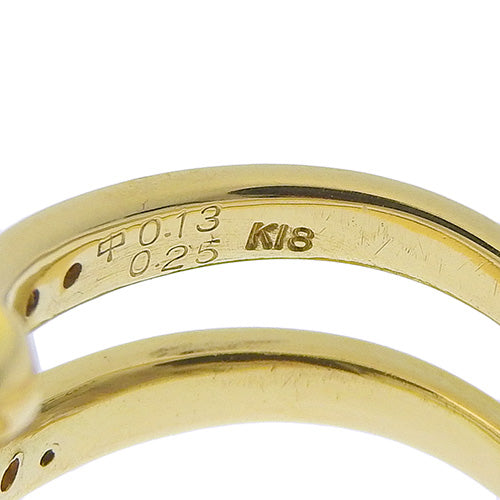 钻石戒指 D0.25,0.13 18K黄金 K18YG 饰品 珠宝