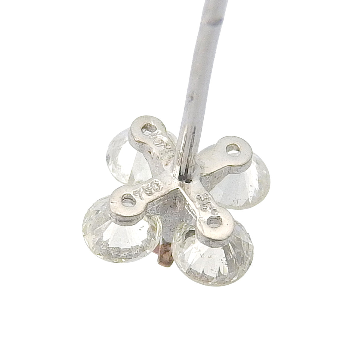 Flower Diamond Earrings PD0.04,0.04/D0.35,0.35 White Gold K18WG 0.7g
