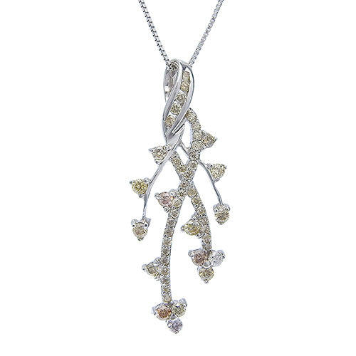 Branch motif diamond necklace D1.00 K18 white gold WG