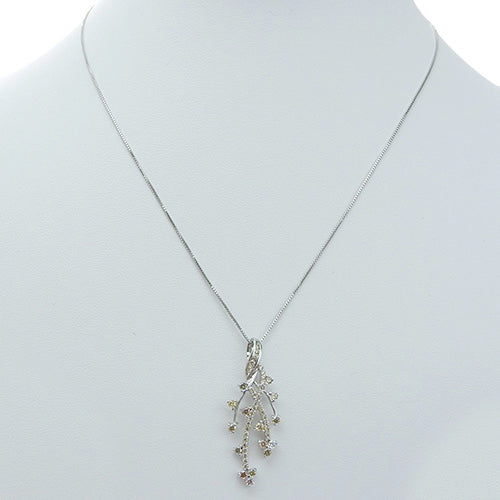 Branch motif diamond necklace D1.00 K18 white gold WG