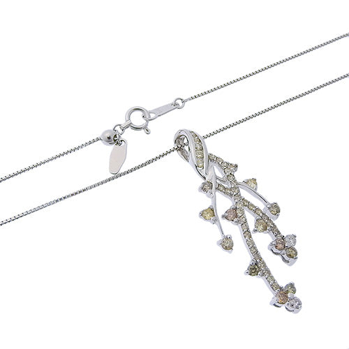 Branch motif diamond necklace D1.00 K18 white gold WG