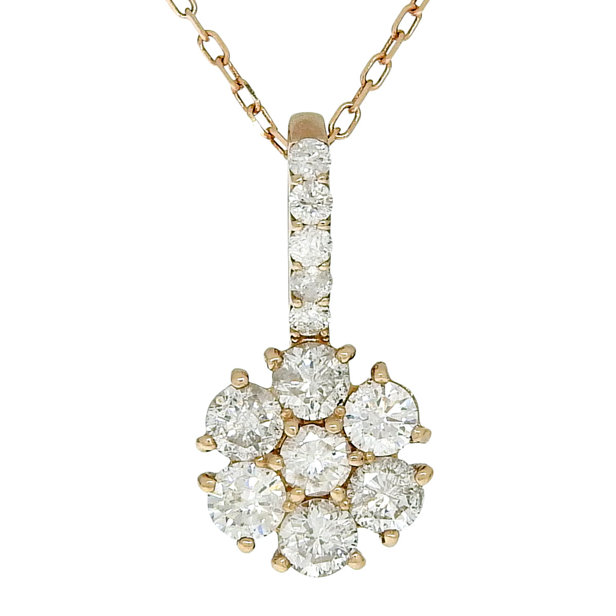 花形钻石项链 D1.00 K18 粉红金 PG