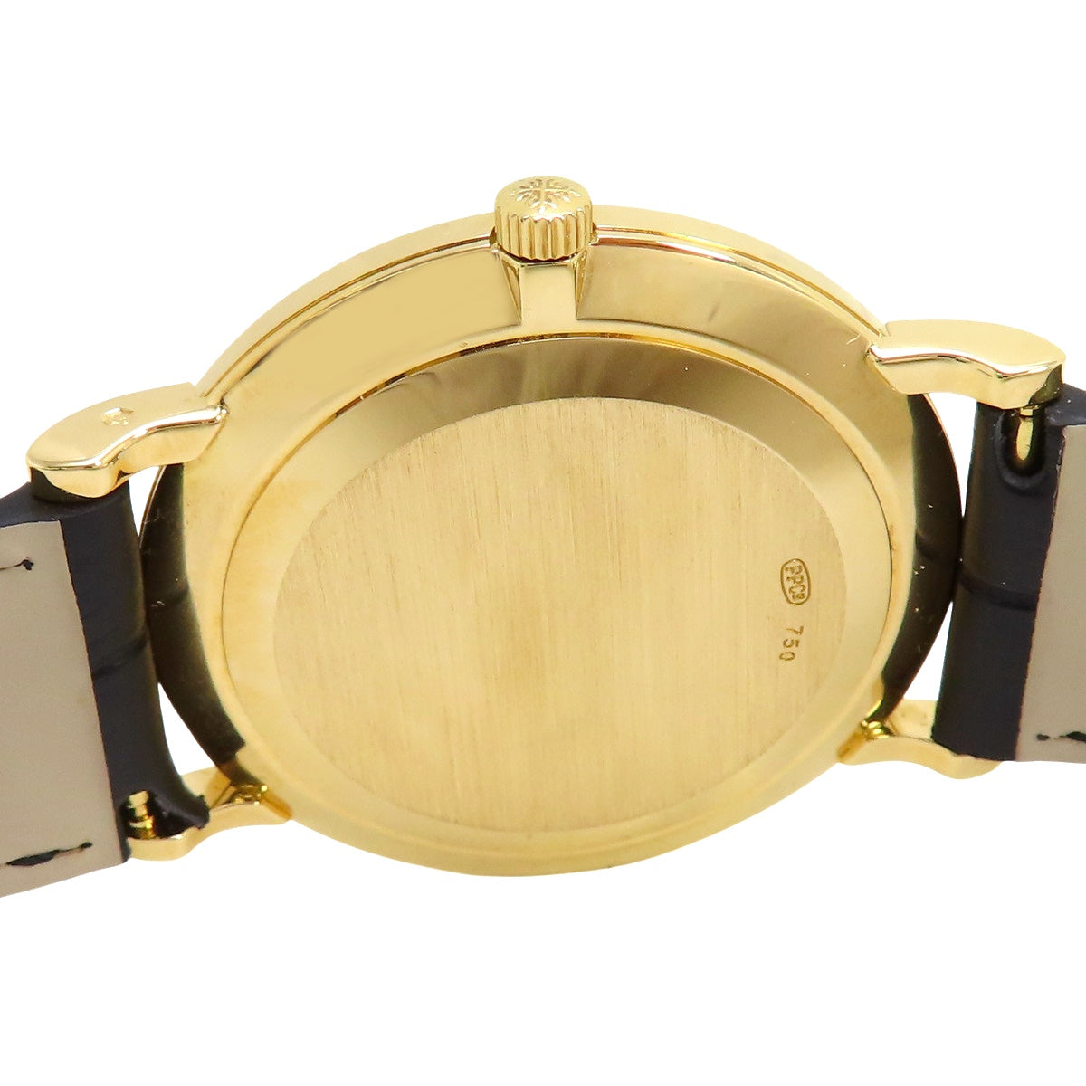 【保証書付】 5022J-013 カラトラバ YG/革 手巻き ホワイト