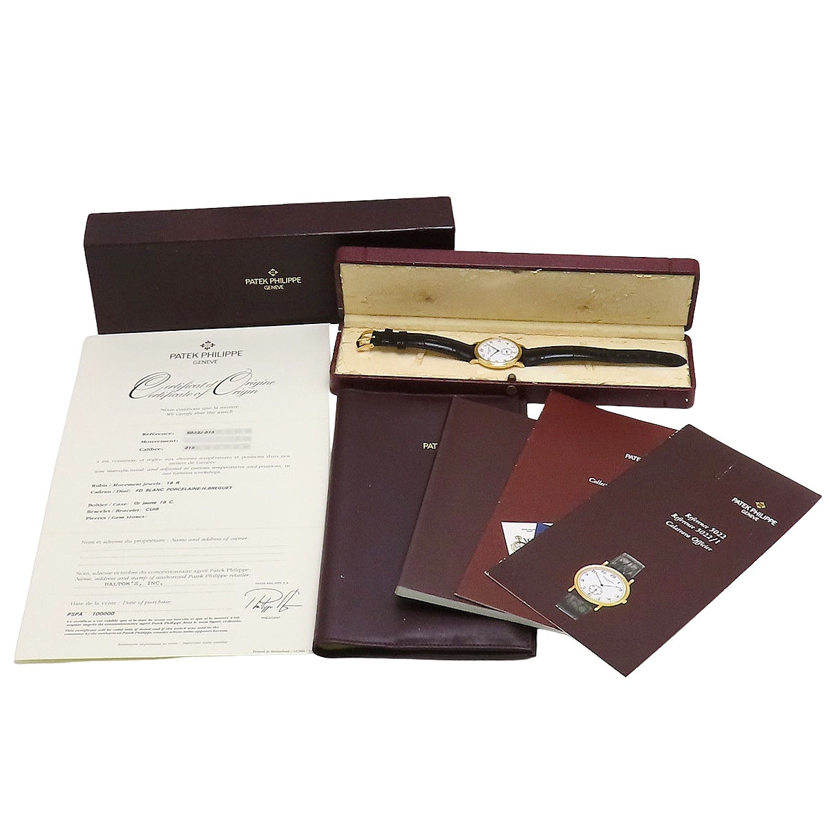 【保証書付】 5022J-013 カラトラバ YG/革 手巻き ホワイト