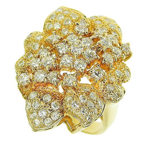Diamond Flower Ring D1.81 K18 Yellow Gold YG