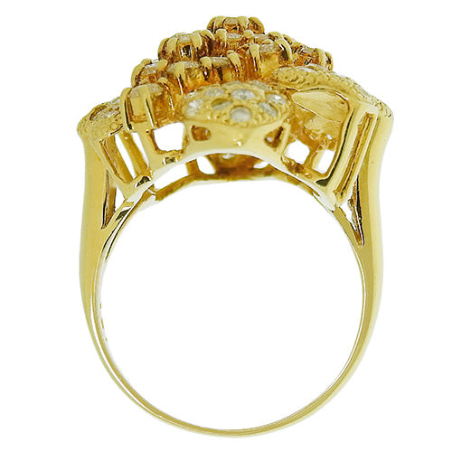 Diamond Flower Ring D1.81 K18 Yellow Gold YG