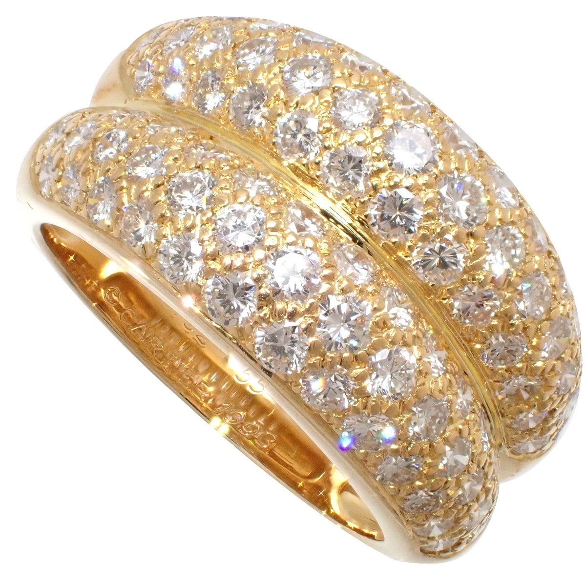 Double Mimi Ring with Diamonds in 18K Yellow Gold (YG)