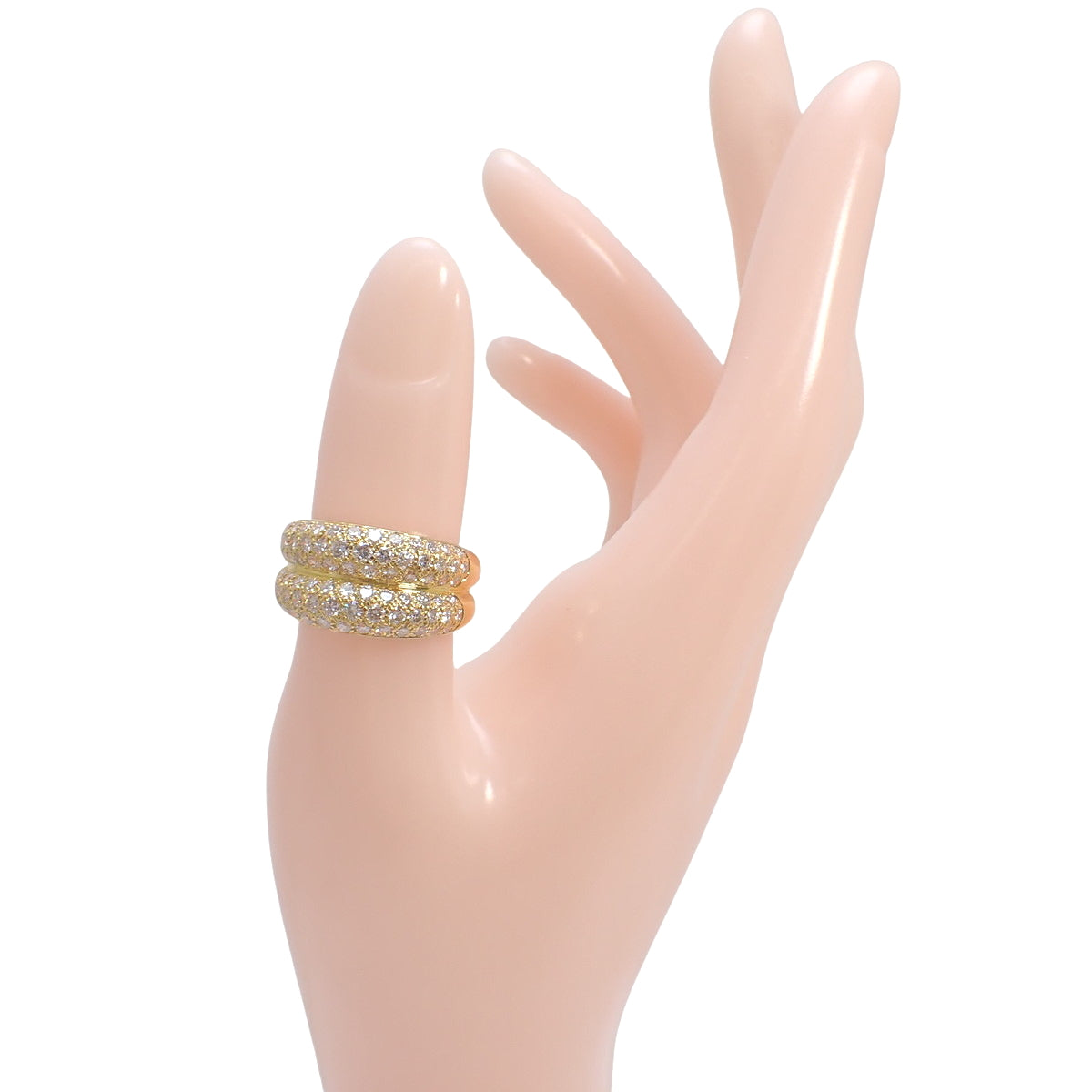 Double Mimi Ring with Diamonds in 18K Yellow Gold (YG)