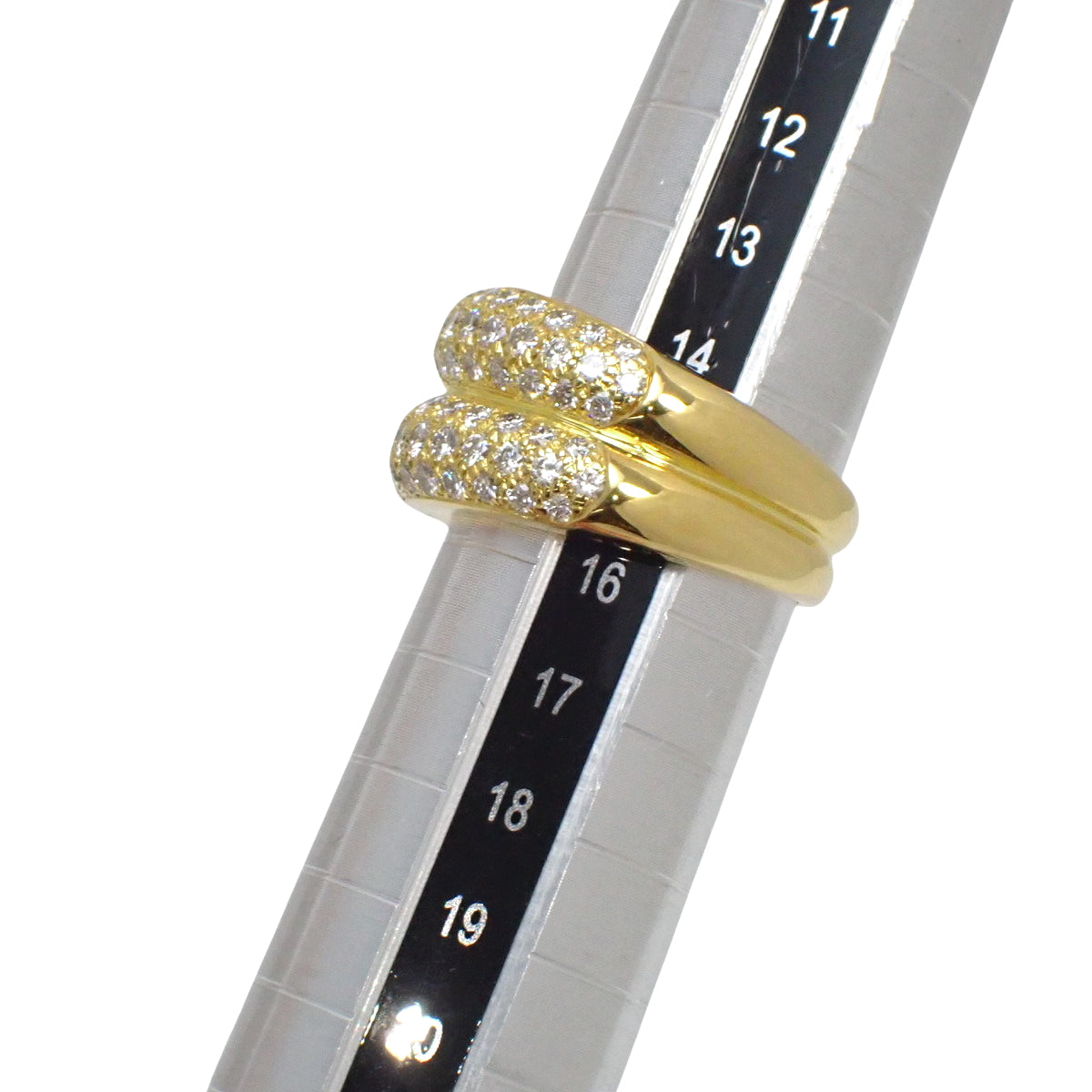 Double Mimi Ring with Diamonds in 18K Yellow Gold (YG)
