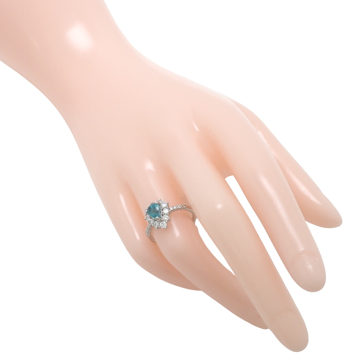 帕拉伊巴碧玺和钻石泪滴形戒指,PAT1.05/D0.70,Pt950铂金,泪滴