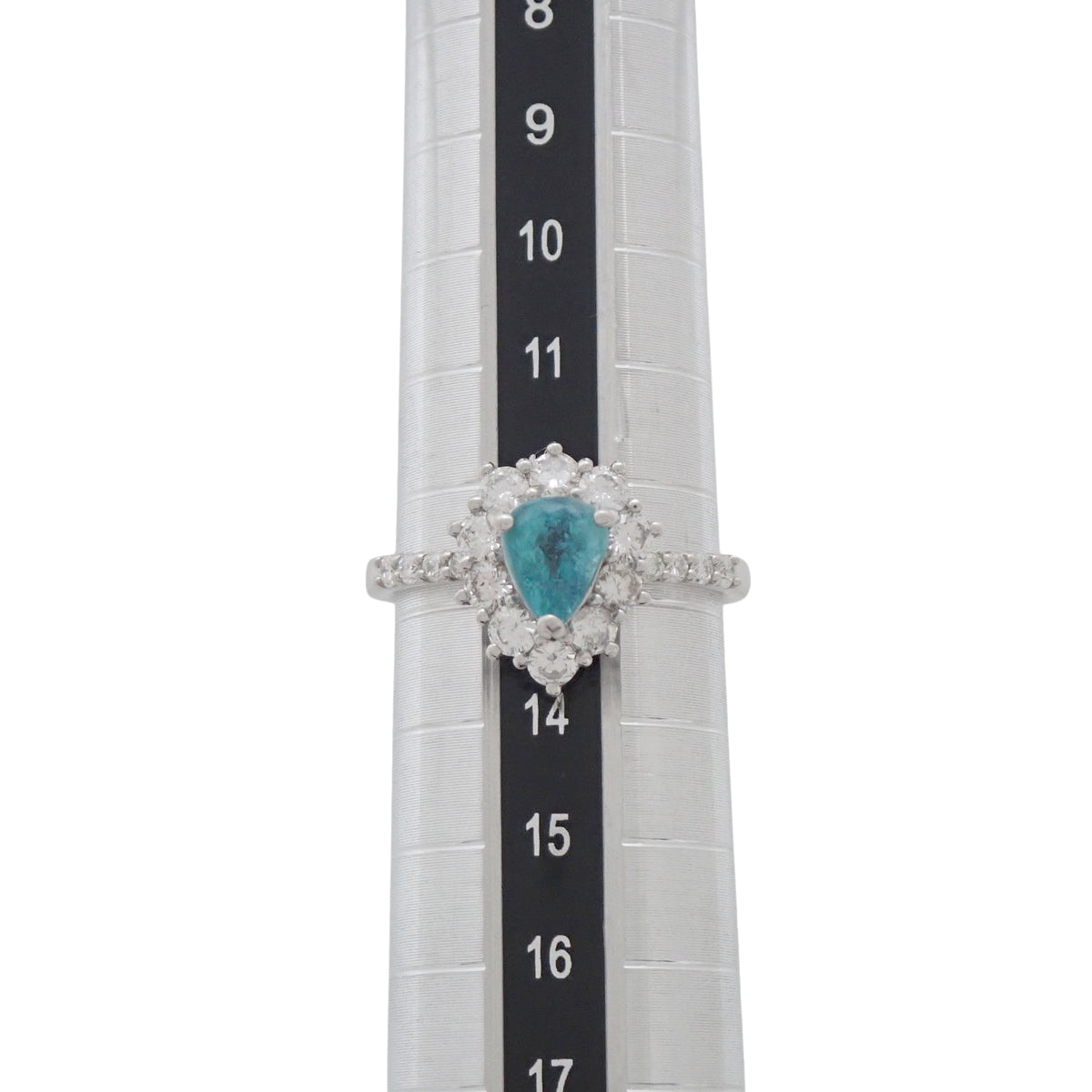 帕拉伊巴碧玺和钻石泪滴形戒指,PAT1.05/D0.70,Pt950铂金,泪滴