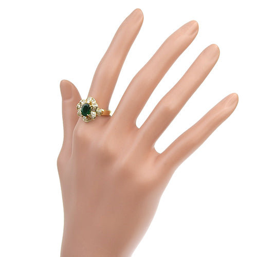 Emerald and Diamond Ring E1.32/D0.67 K18 Yellow Gold YG