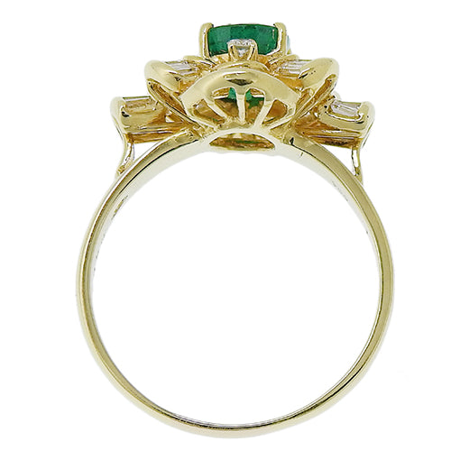 Emerald and Diamond Ring E1.32/D0.67 K18 Yellow Gold YG