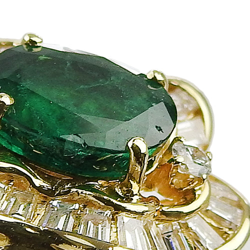 Emerald and Diamond Ring E1.32/D0.67 K18 Yellow Gold YG
