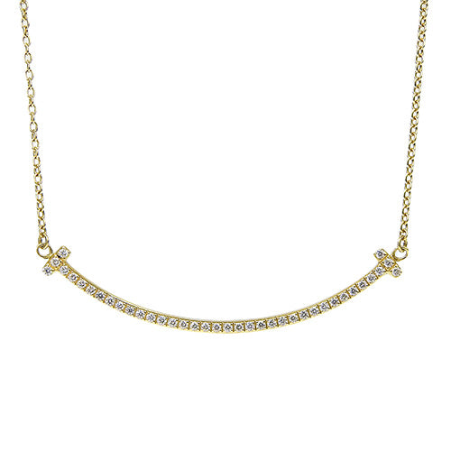 18K 黄金 (YG) 小钻石笑脸吊坠