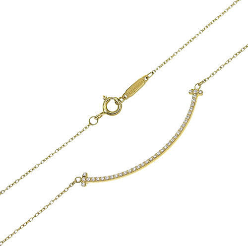 18K 黄金 (YG) 小钻石笑脸吊坠