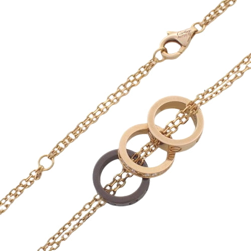 爱心三环项链 钻石 K18 粉红金 PG 陶瓷