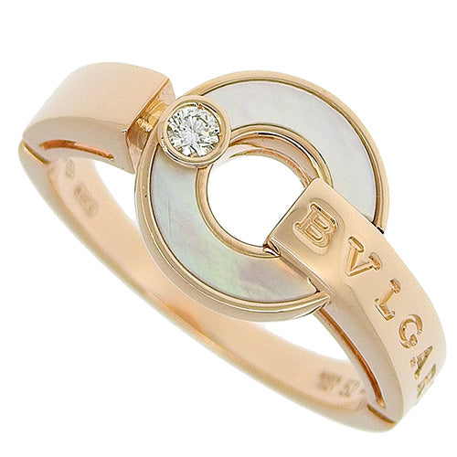 Openwork ring with mother-of-pearl and diamonds in 18K pink gold and PG