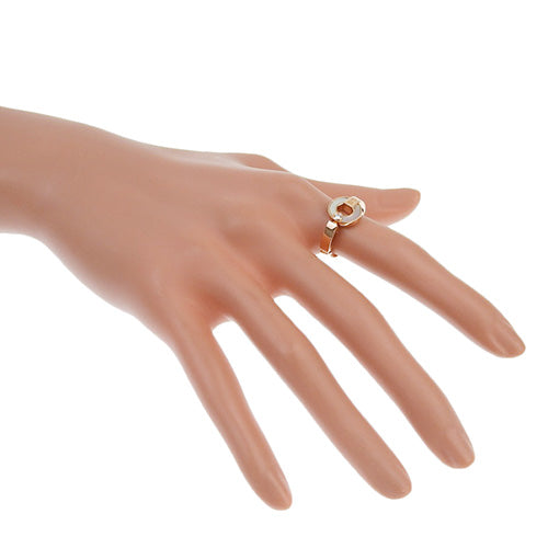 Openwork ring with mother-of-pearl and diamonds in 18K pink gold and PG