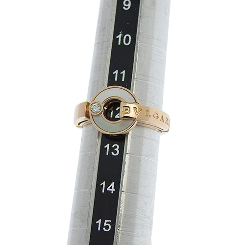 Openwork ring with mother-of-pearl and diamonds in 18K pink gold and PG