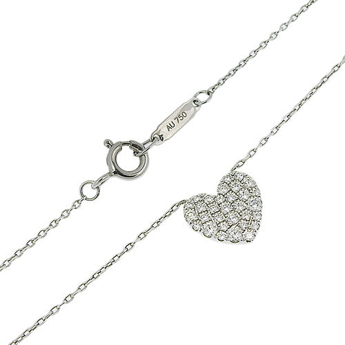 Metro Heart Necklace Diamond K18 White Gold WG