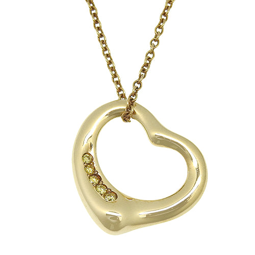 Open Heart Pendant with Yellow Diamonds in 18K Yellow Gold