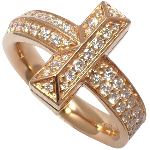 T One Ring with Diamond, 18K Pink Gold, PG