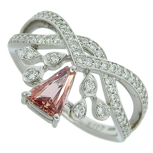 Pink sapphire and diamond ring PS0.618/D0.40 Pt900 platinum