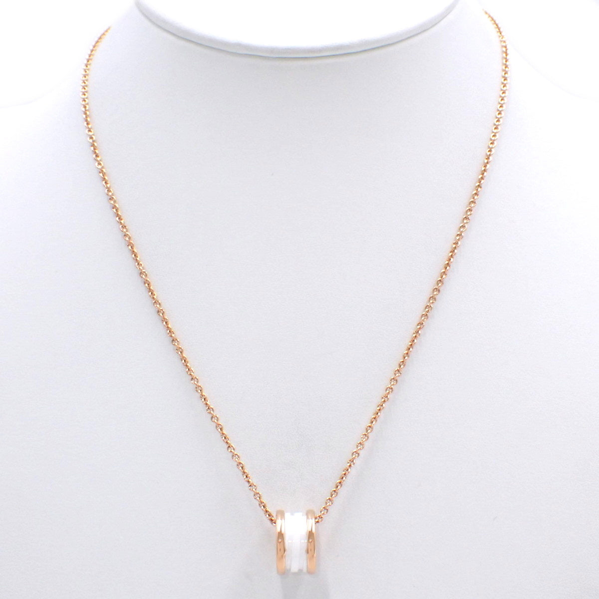 ビー・ゼロワン ネックレス K18 ピンクゴールド PG ホワイトセラミック