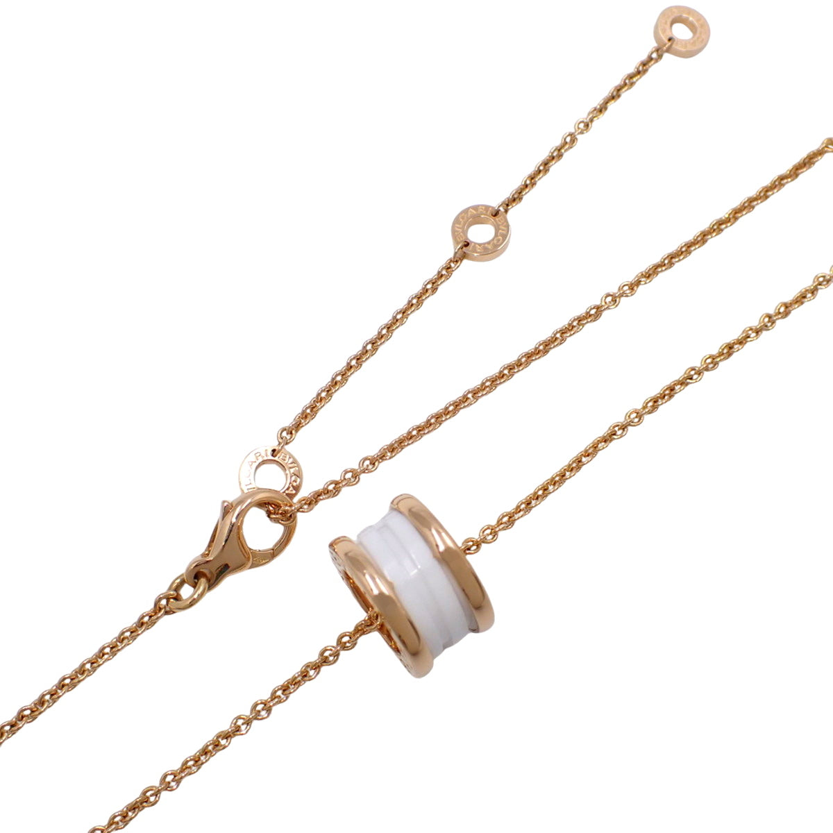 ビー・ゼロワン ネックレス K18 ピンクゴールド PG ホワイトセラミック