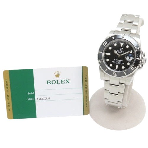 116610LN 型号潜航者型腕表,精钢材质,随机编号,自动上链,黑色表盘。
