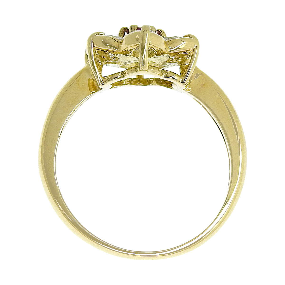 ルビー ダイヤモンド フラワー リング R0.17/D0.76 K18 イエローゴールド YG