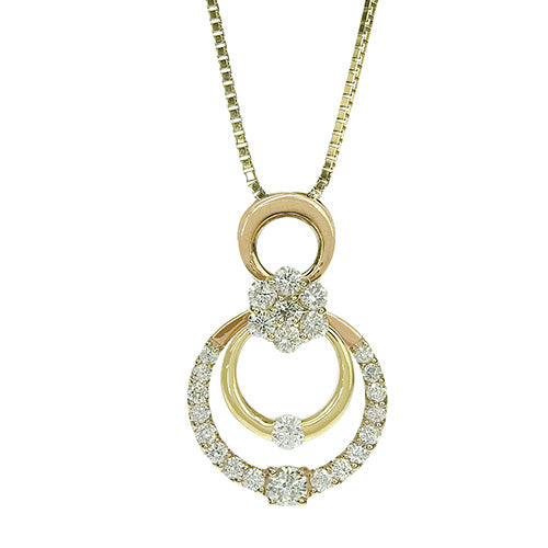 Flower Motif Diamond Swing Necklace D0.80 K18 Yellow Gold YG K18 Pink Gold PG