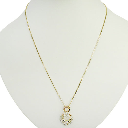 Flower Motif Diamond Swing Necklace D0.80 K18 Yellow Gold YG K18 Pink Gold PG