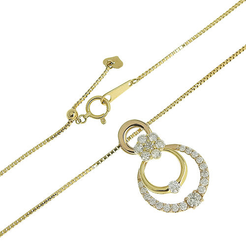 Flower Motif Diamond Swing Necklace D0.80 K18 Yellow Gold YG K18 Pink Gold PG