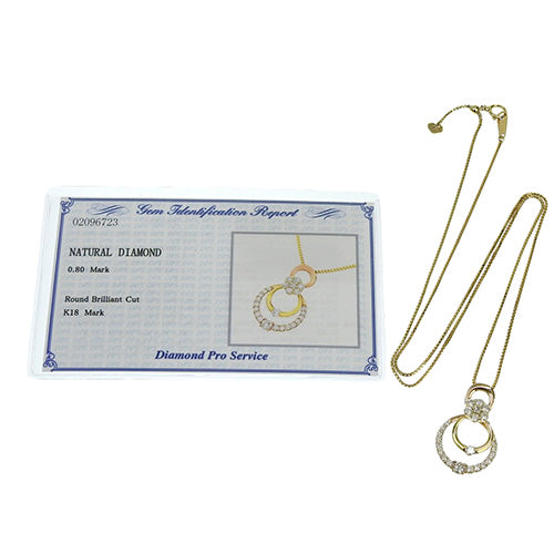 Flower Motif Diamond Swing Necklace D0.80 K18 Yellow Gold YG K18 Pink Gold PG