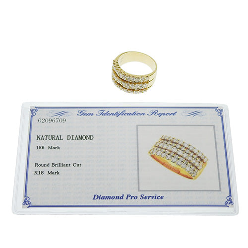 Line Diamond Ring D1.86 K18 Yellow Gold YG