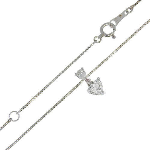 粉红钻石心形项链 D0.214,0.10/PD0.02 K18 白金 WG