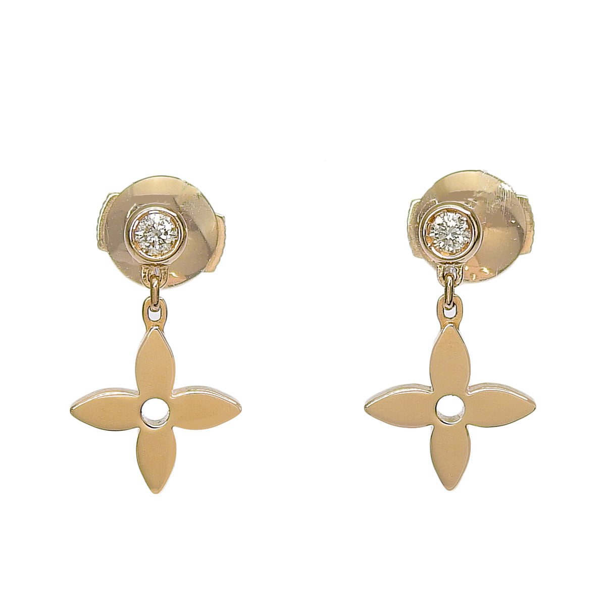 LV耳钉,Monogram系列,镶钻,18K粉金(PG)