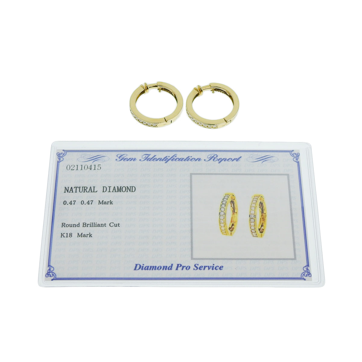 钻石耳环 D0.47,0.47 K18 黄金 YG