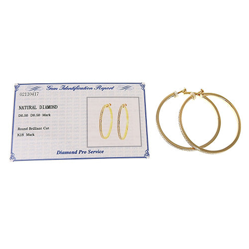Diamond Hoop Earrings D0.50/D0.50 K18 Yellow Gold YG