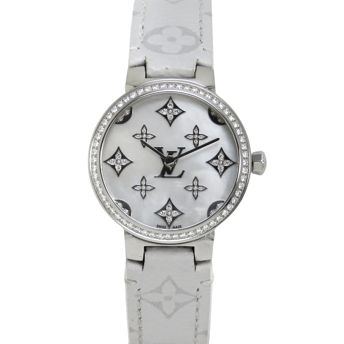 QA109 Tambour Slim SS 石英白色钻石表圈贝壳表壳