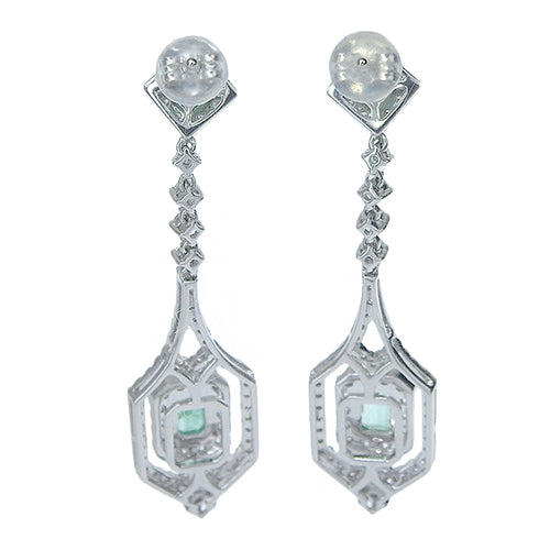 Emerald and Diamond Earrings E0.55,D0.75/E0.55,D0.75 K18 White Gold WG