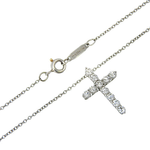 スモールクロス ネックレス ダイヤモンド Pt950プラチナ 11PD