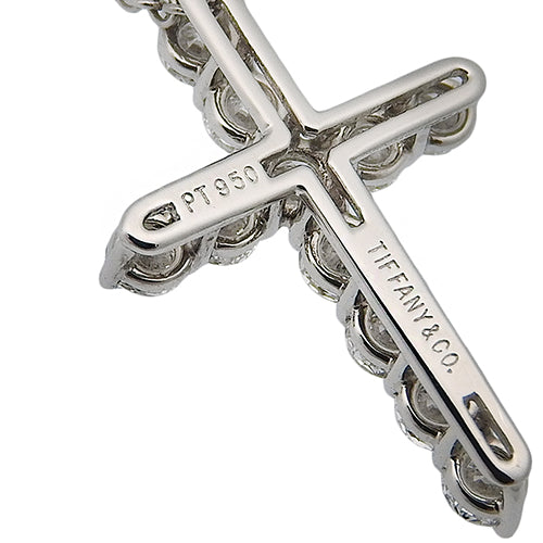 Pt950 铂金钻石小十字架项链,11PD
