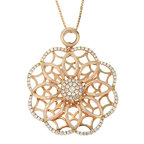 Diamond Flower Necklace D0.54 K18 Pink Gold PG