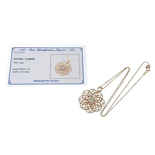 ダイヤモンド フラワーネックレス D0.54 K18 ピンクゴールド PG